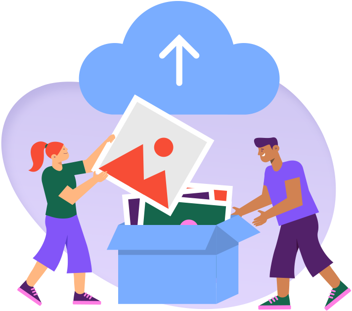 couple happy transferring files